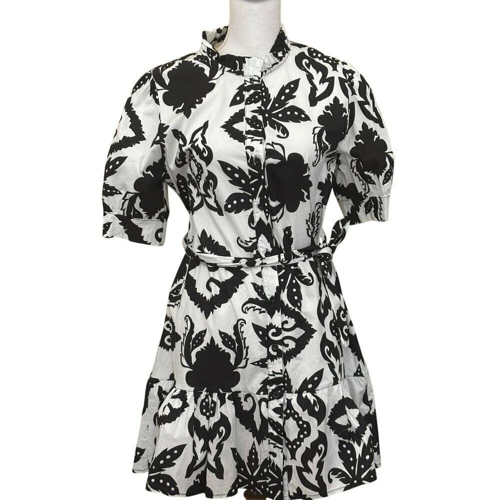 Sofia Delia Mini dress, black/white, one size, NWT, graphic, minimalist, tiered